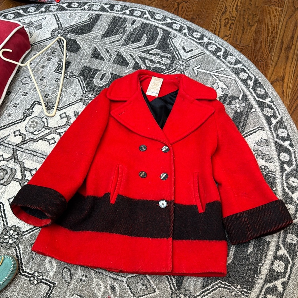 VINTAGE HUDSON BAY BLANKET PEA COAT